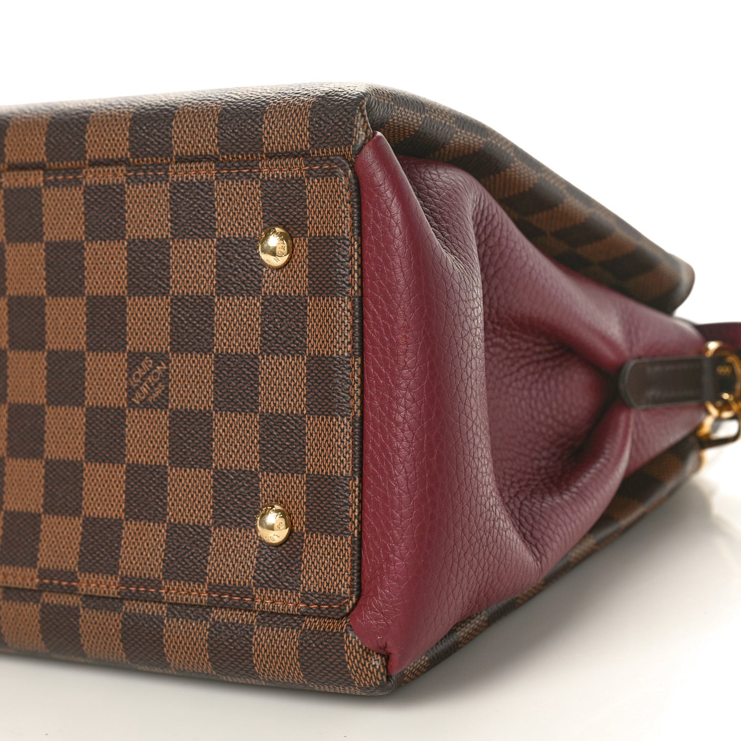 Cuir Taurillon Damier Ebene Normandy Bordeaux