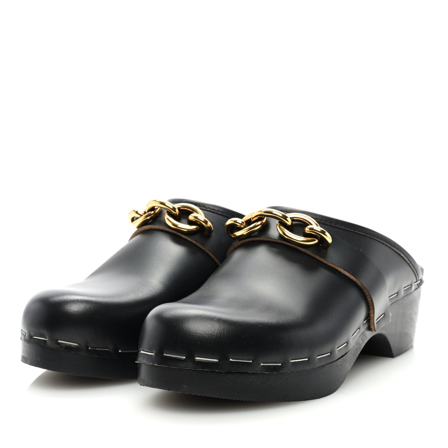 Smooth Calfskin Le Maillon Clogs 36.5 Black