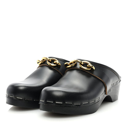 Saint Laurent Smooth Calfskin Le Maillon Clogs 36.5 Black 3 of 8