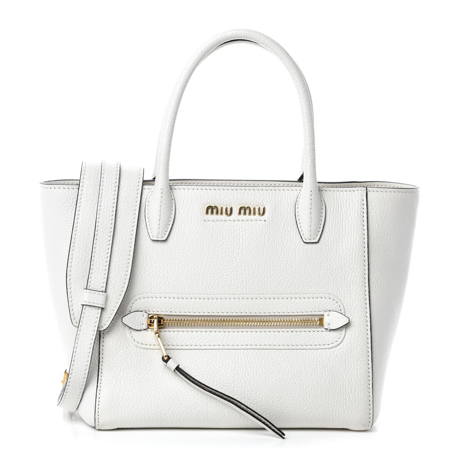 Miu Miu Goatskin Madras Zip Tote White 1 of 14