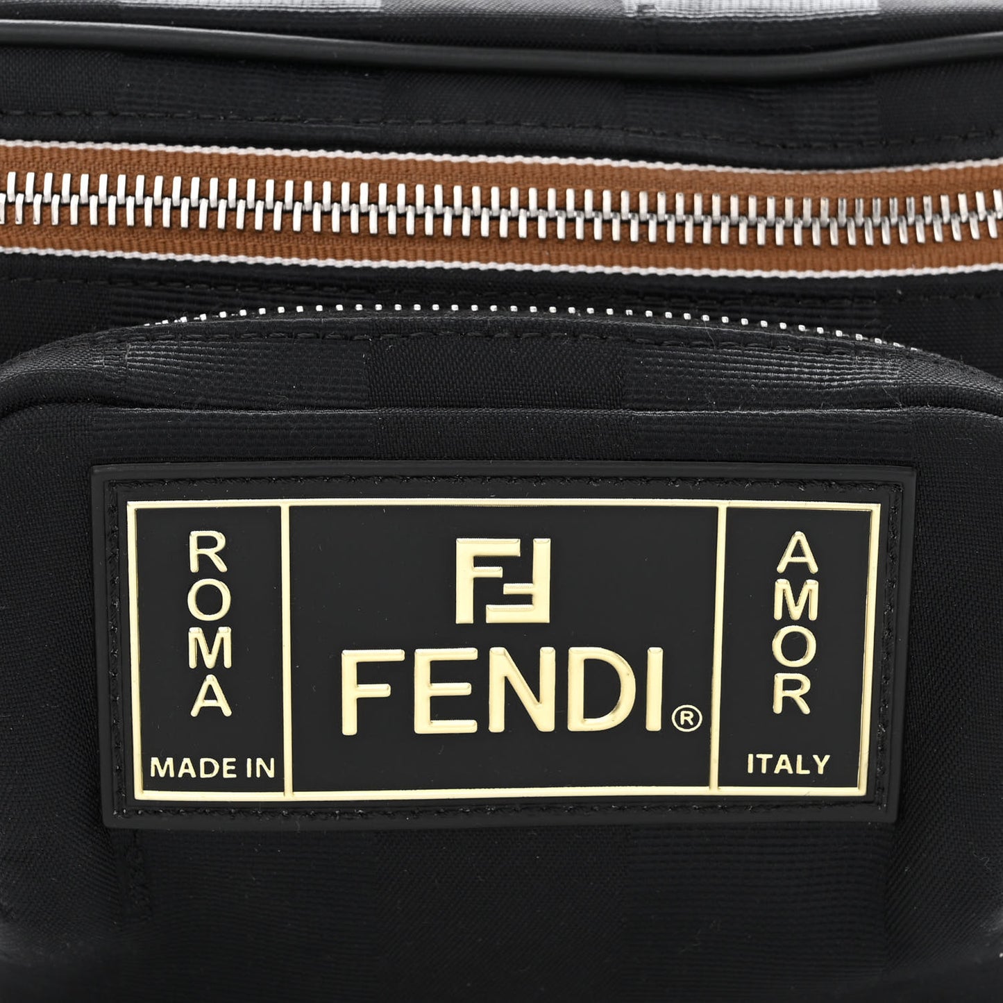 Nylon Vitello Century Pequin Logo Plate Pocket Belt Bag Black