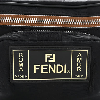 Fendi Nylon Vitello Century Pequin Logo Plate Pocket Belt Bag Black 8 of 10