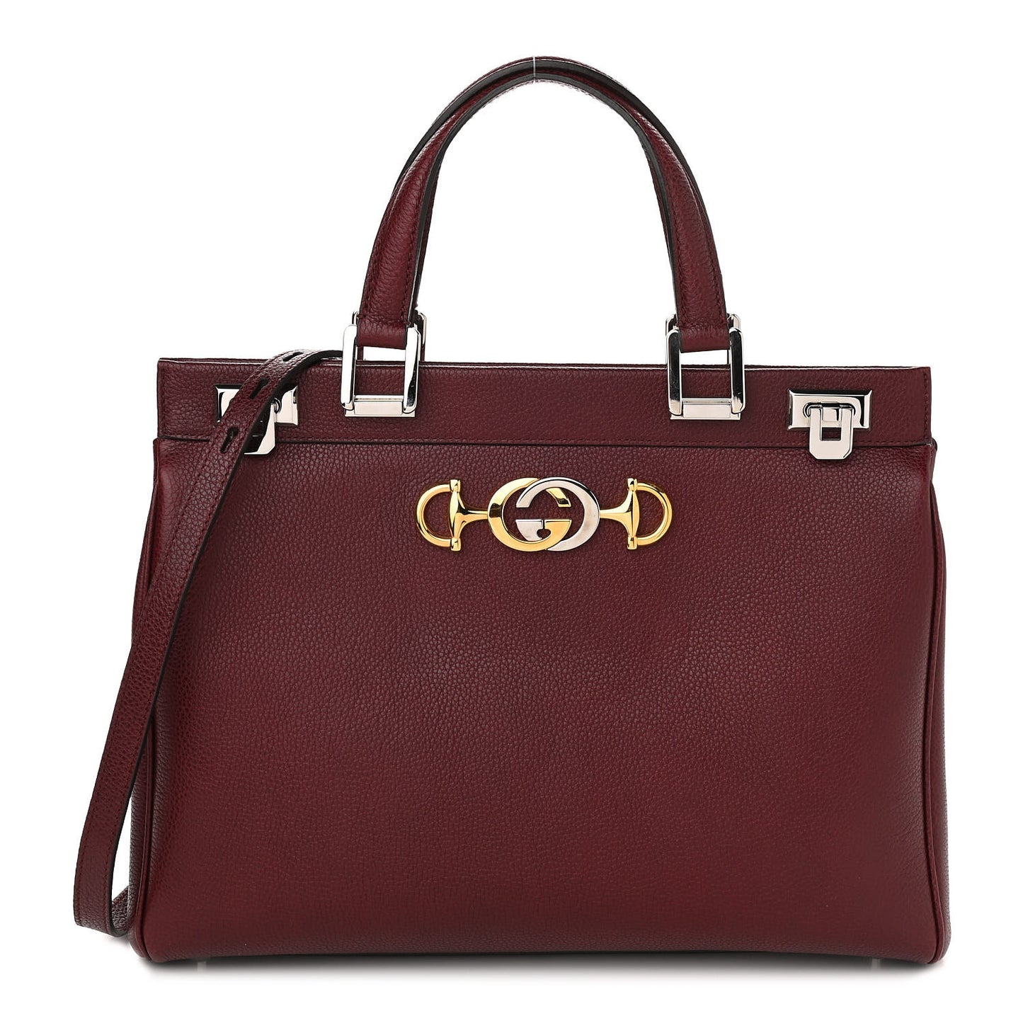 Grainy Calfskin Medium Zumi Top Handle Bag Vintage Bordeaux