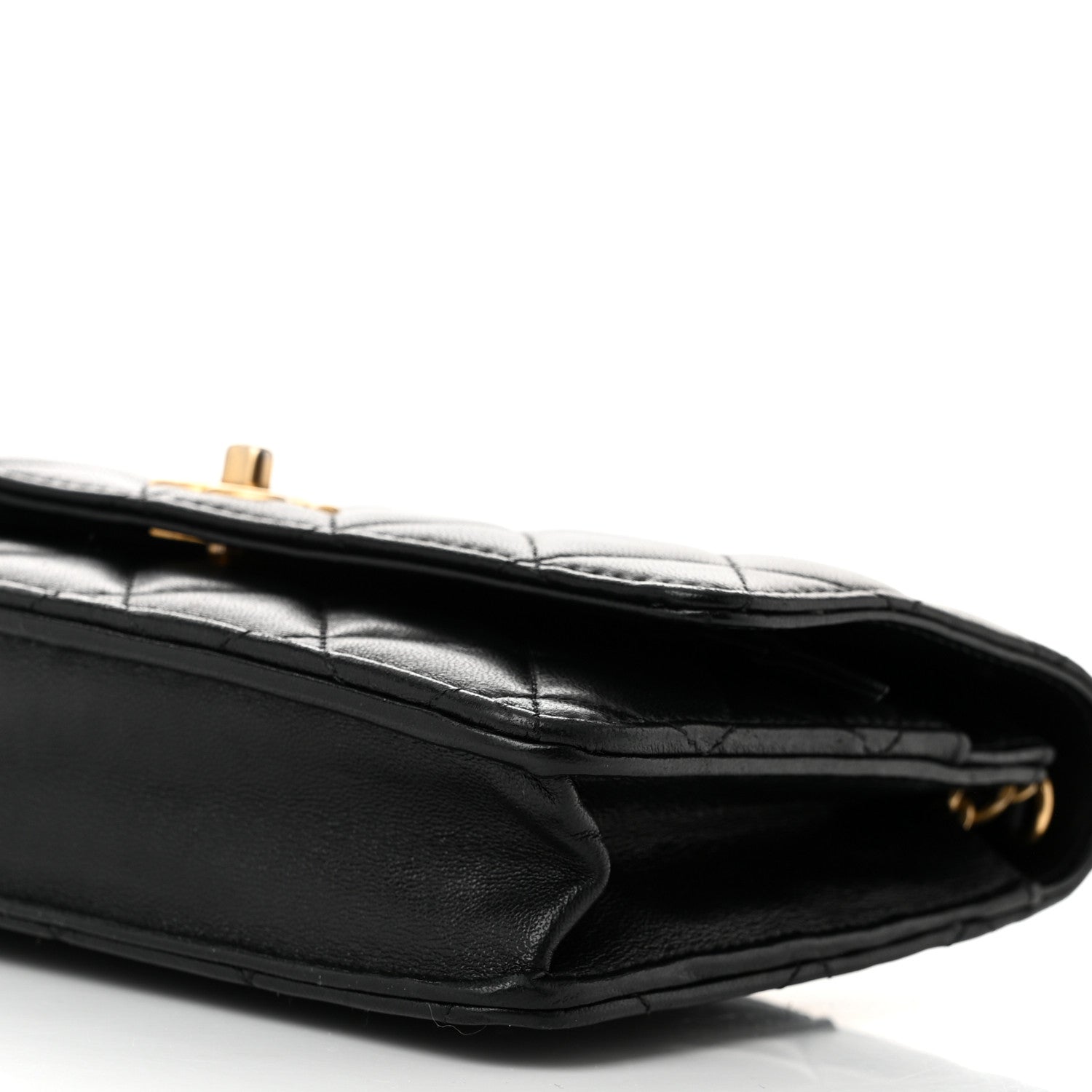 Chanel Lambskin Quilted CC Pearl Crush Wallet on Chain WOC Black 11 of 11