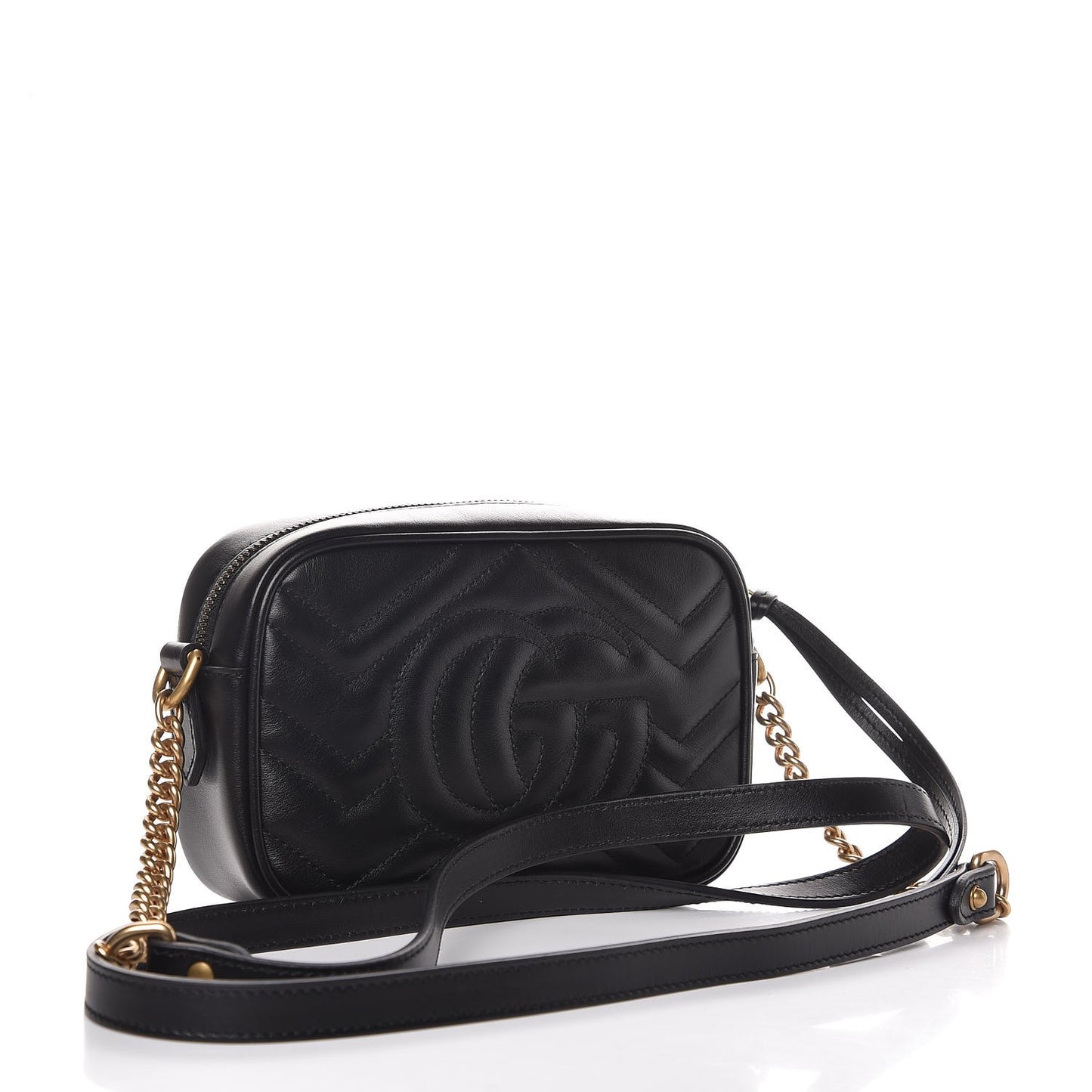 Calfskin Matelasse Mini GG Marmont Chain Shoulder Bag Black
