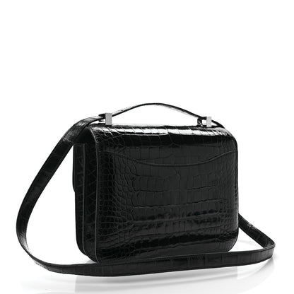 Hermes Shiny Alligator Enamel Constance 24 Black 2 of 8