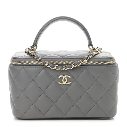 Chanel Lambskin Quilted Small Top Handle Vanity Case With Chain Dark Grey 1 of 10