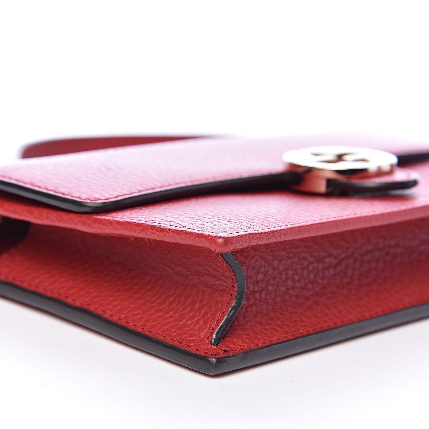 Dollar Calfskin Interlocking G Chain Wallet Red
