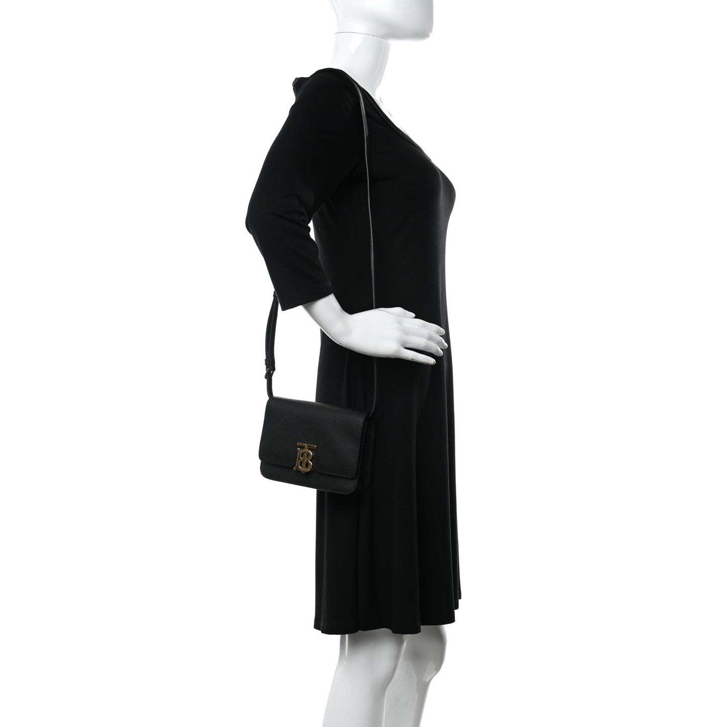 Grained Calfskin Mini TB Bag Black