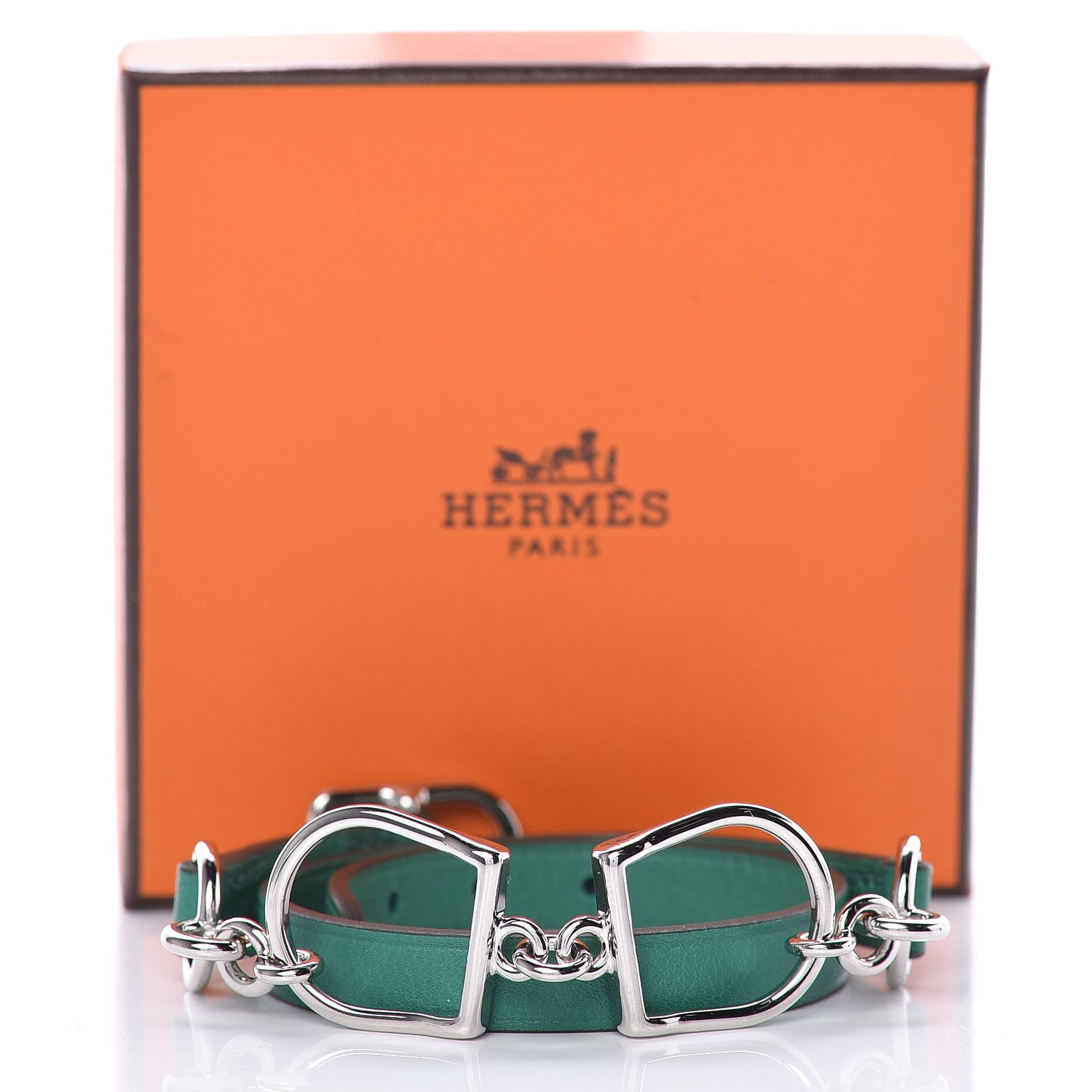 Hermes Swift Etrier Double Tour Bracelet T2 Vert Vertigo 9 of 9