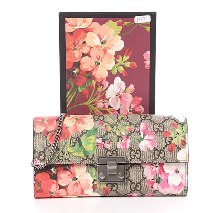 Gucci GG Supreme Monogram Blooms Padlock Continental Chain Wallet Beige Multicolor Dry Rose 11 of 11