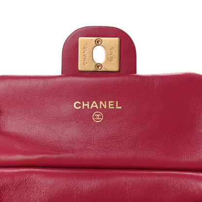 Chanel Calfskin Quilted Lady Handle Flap Card Holder With Chain Dark Pink 6 of 12