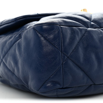 Chanel Goatskin Quilted Large Chanel 19 Flap Dark Blue 9 of 10