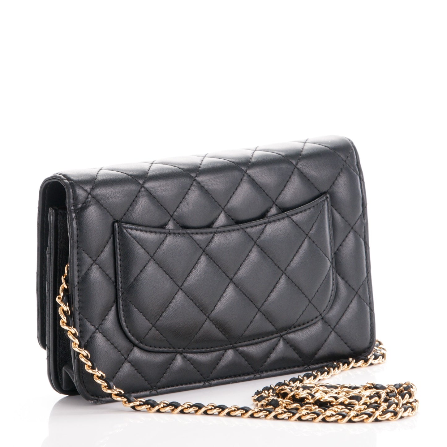 Lambskin Quilted Wallet On Chain WOC Black