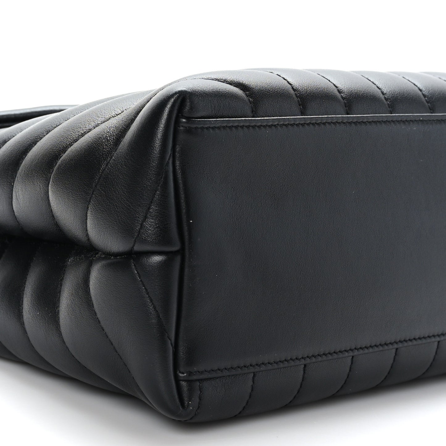 Calfskin Y Quilted Monogram Medium Loulou Chain Satchel Black