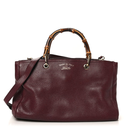 Gucci Pebbled Calfskin Medium Bamboo Shopper Tote Burgundy 1 of 11