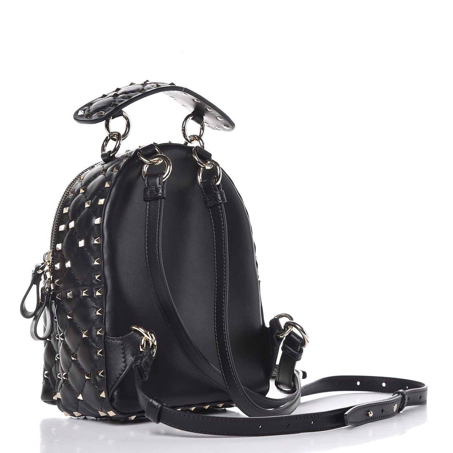 Nappa Quilted Mini Rockstud Spike Backpack Black