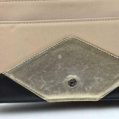 Chanel Metallic Lambskin Chevron Wallet On Chain WOC Black Beige 12 of 15