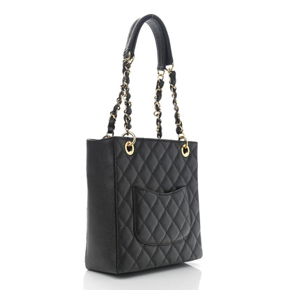 Chanel Caviar Quilted Petit Shopping Tote PST Black 3 of 12