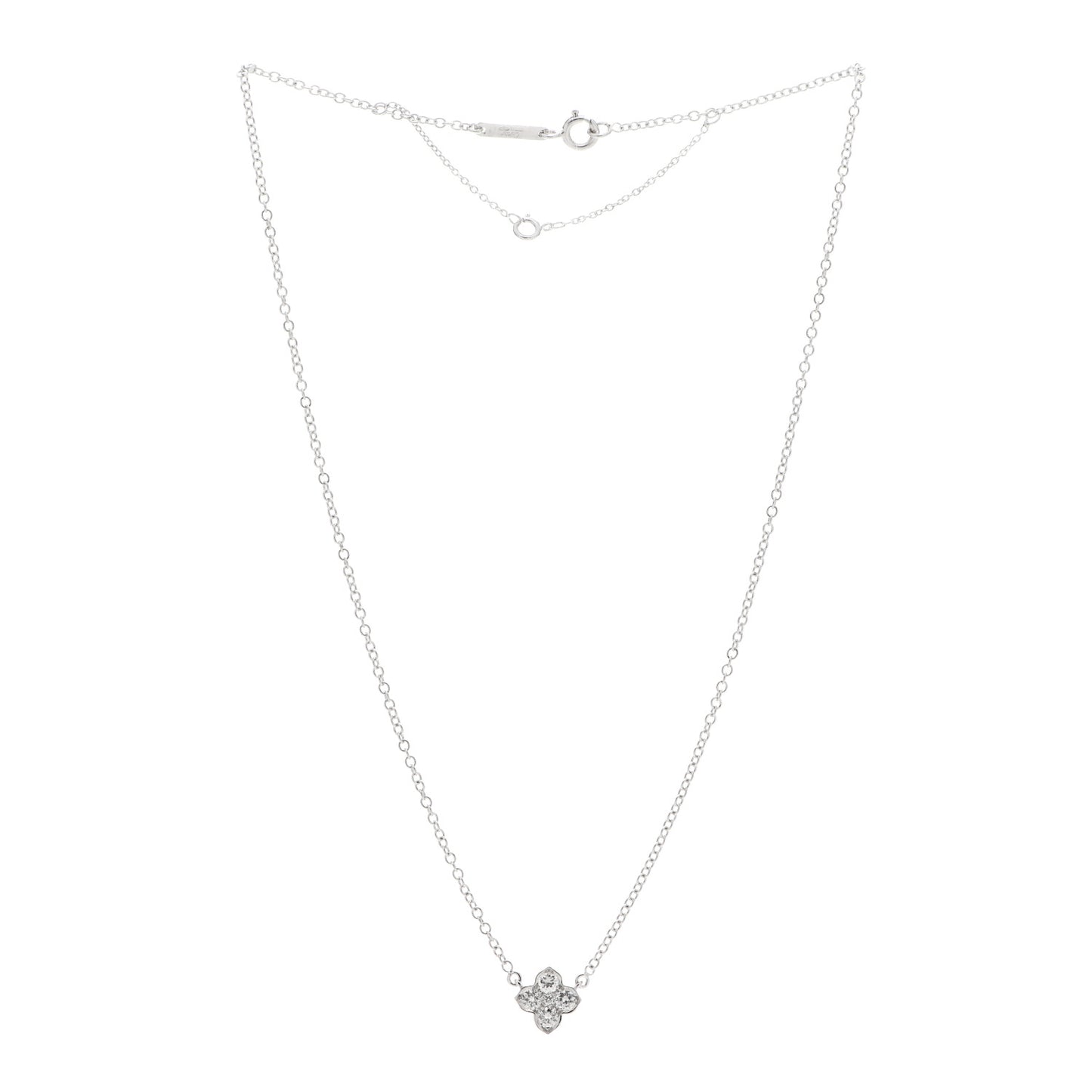 18K White Gold Diamond .45ctw Hindu Floral Pendant Necklace
