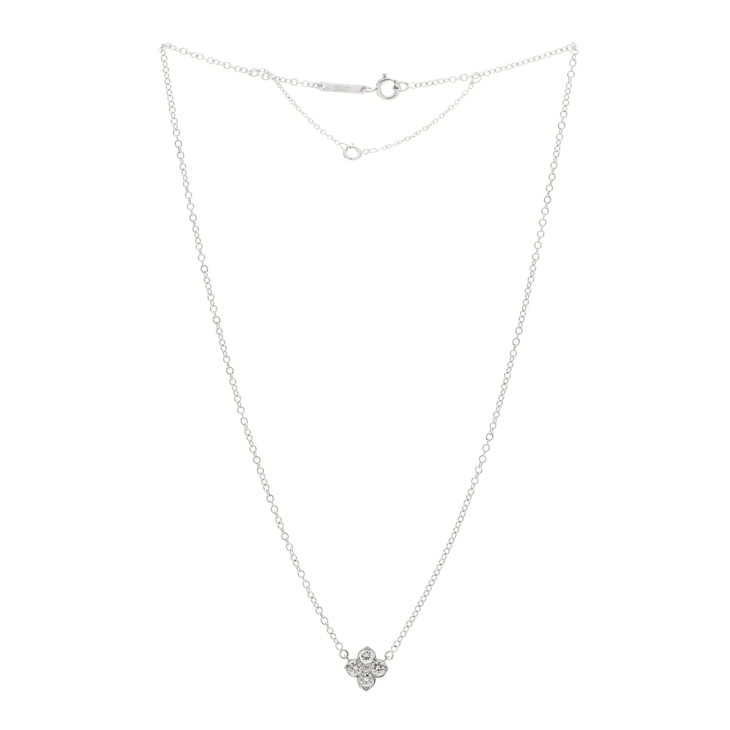 Cartier 18K White Gold Diamond .45ctw Hindu Floral Pendant Necklace 3 of 5