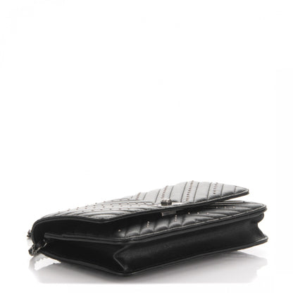 Chanel Studded Sheepskin Quilted Chevron Reissue Wallet On Chain WOC Black 4 of 8