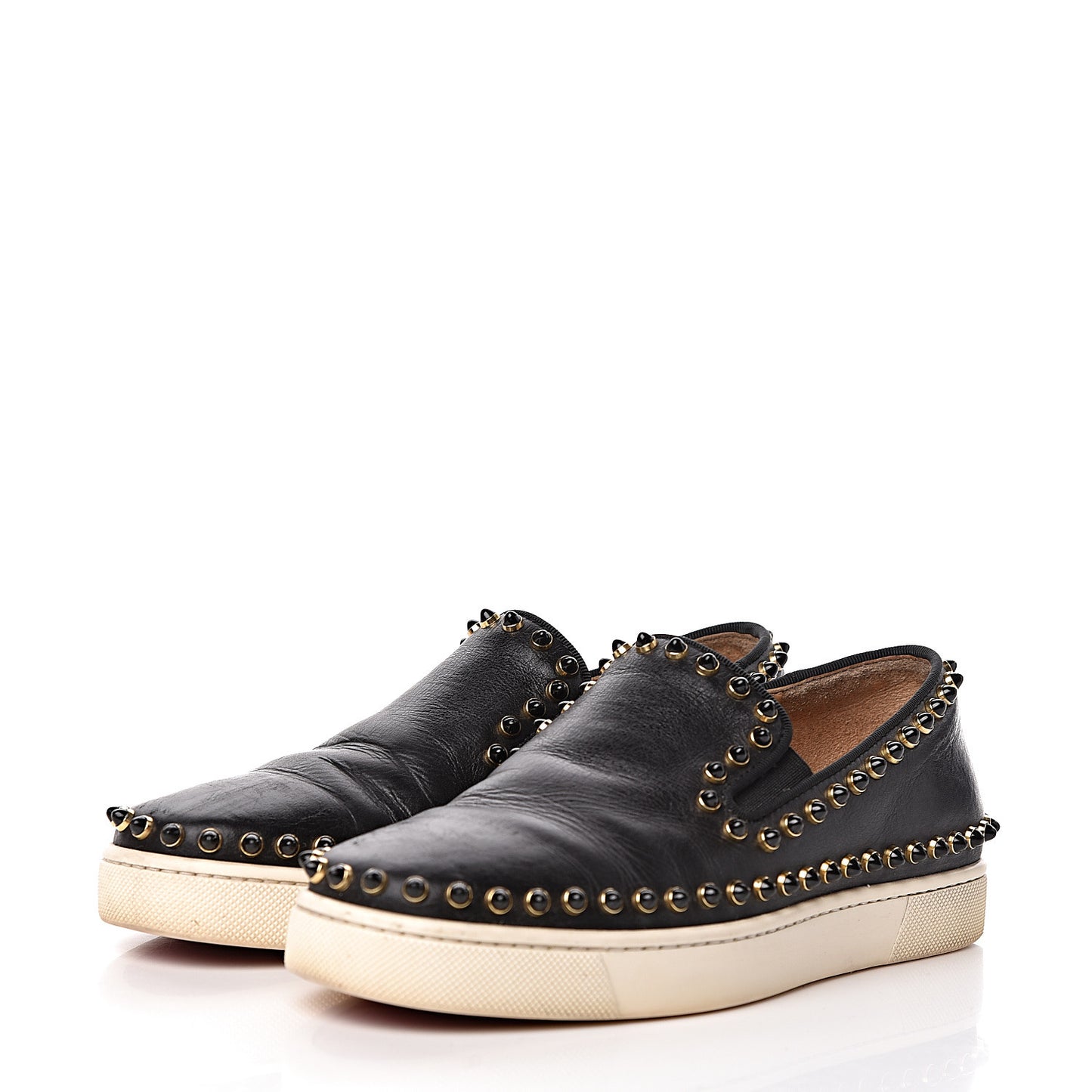 Calfskin Studded Womens Cador Flat 35.5 Black