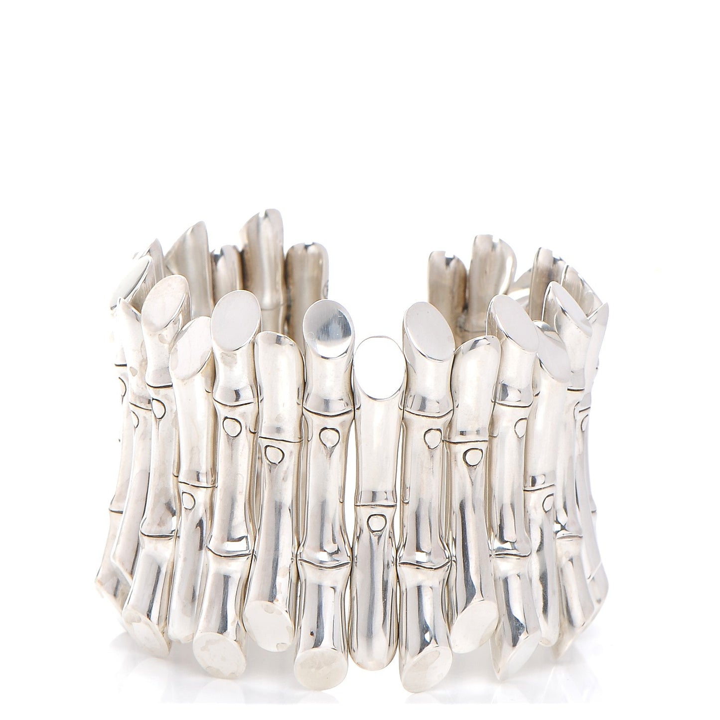 Sterling Silver Metallic Bamboo Cluster Flex Cuff