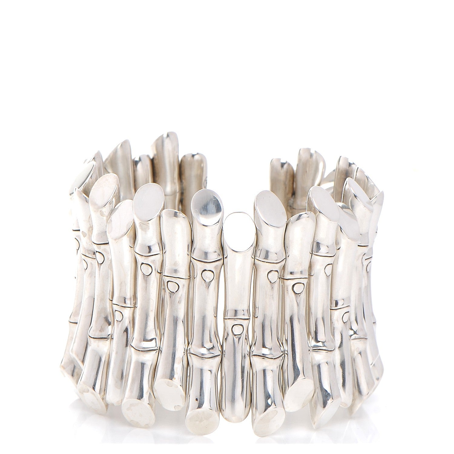 John Hardy Sterling Silver Metallic Bamboo Cluster Flex Cuff 1 of 5
