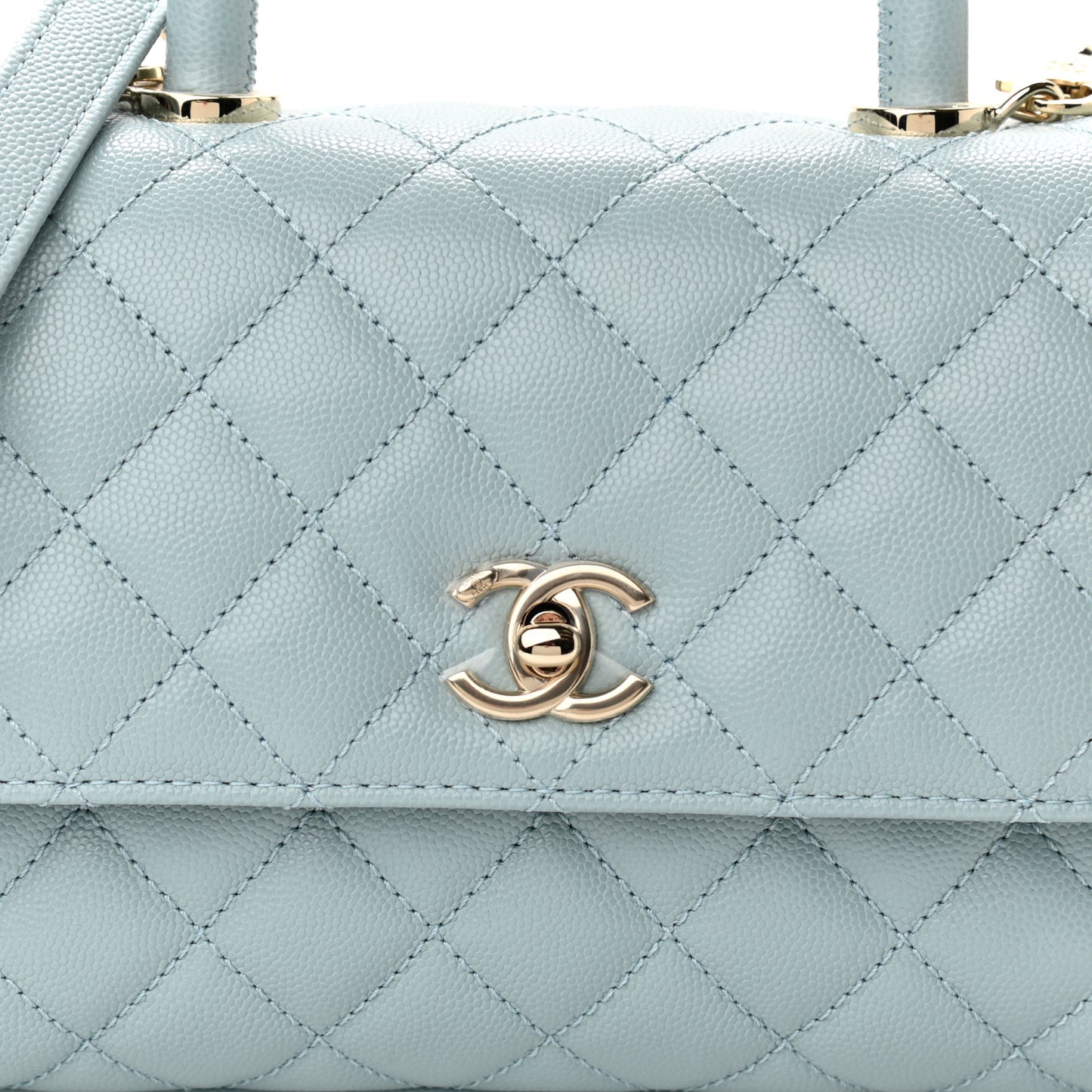 Caviar Quilted Mini Coco Handle Flap Light Blue