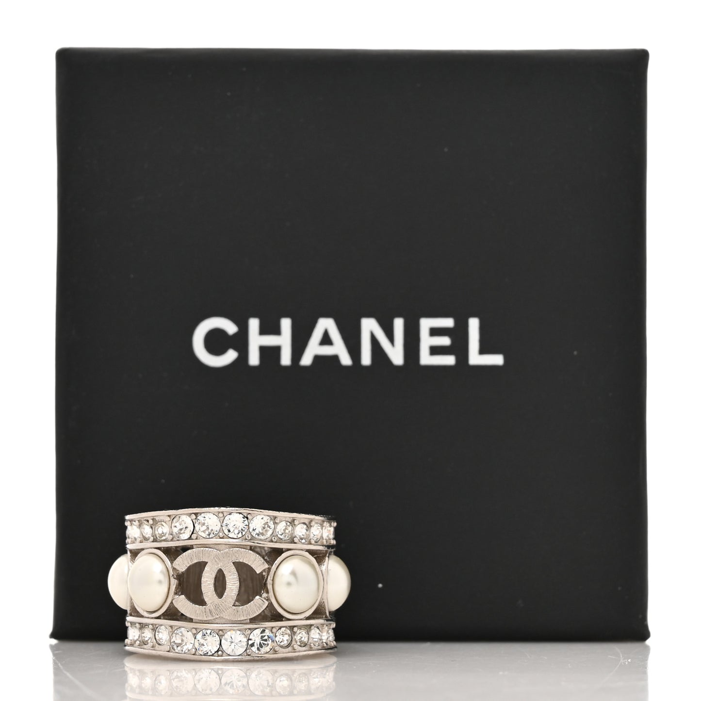 Pearl Crystal CC Ring 50 5.25 Silver