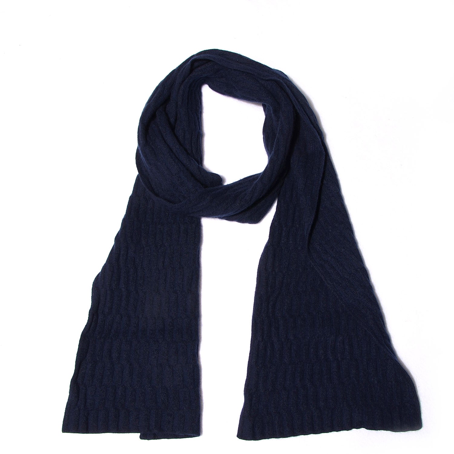 Hermes Cashmere Wool Silk Knit Scarf Navy 4 of 4