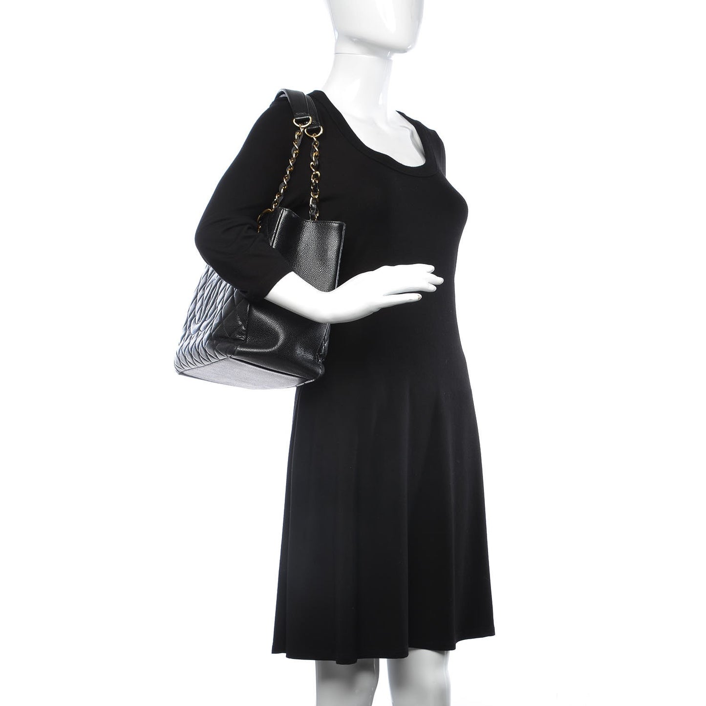 Caviar Quilted Grand Shopping Tote GST Black