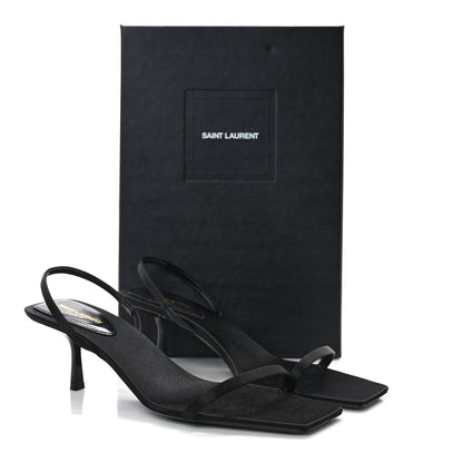 Saint Laurent Satin Slingback Jaspe 55 Sandals 40 Black 8 of 8