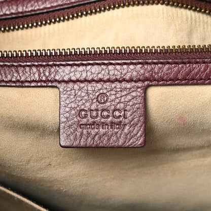Gucci Metallic Pebbled Calfskin Medium 1973 Top Handle Satchel Burgundy 6 of 18