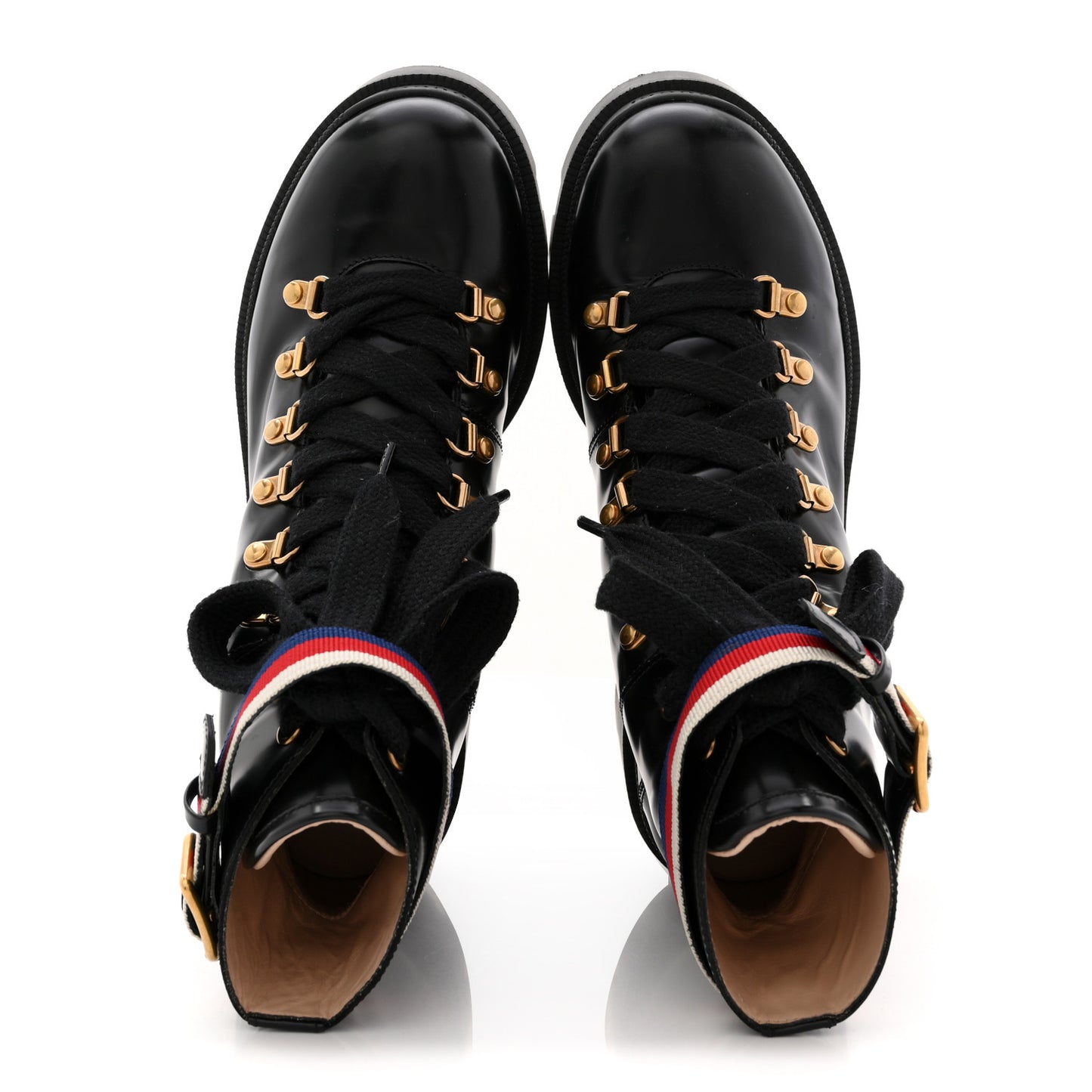 Calfskin Sylvie Web Womens Lace Up Combat Boots 38 Black