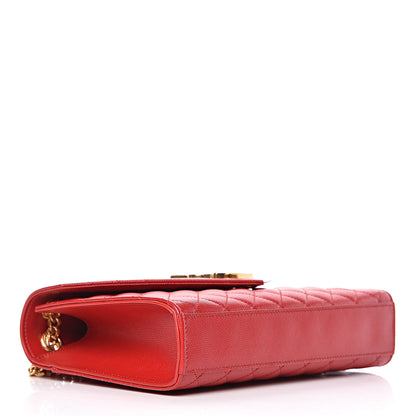 Saint Laurent Grain De Poudre Textured Mixed Matelasse Triquilt Medium Monogram Satchel New Red 4 of 10