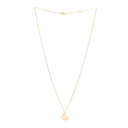 Van Cleef & Arpels 18K Yellow Gold Mother of Pearl Sweet Alhambra Butterfly Pendant Necklace 3 of 6