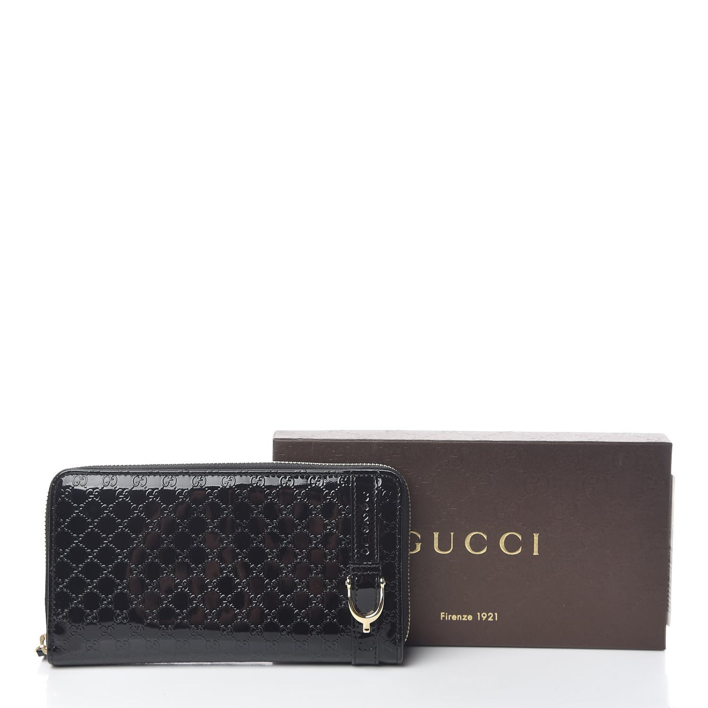 Patent Microguccissima Nice Zip Around Wallet Black