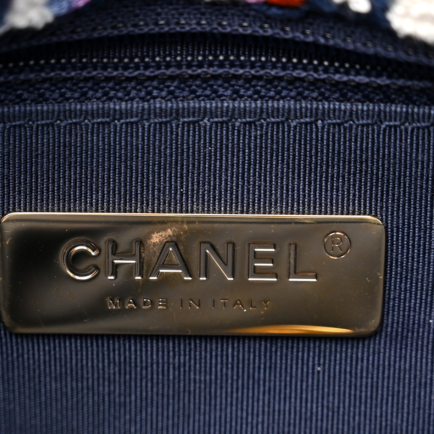 Tweed Quilted Medium Chanel 19 Flap Ecru Navy Blue Multicolor