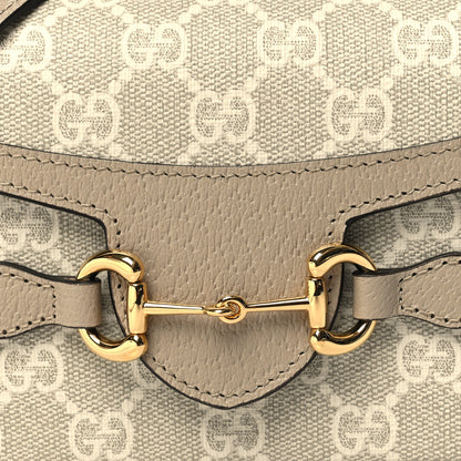 Gucci GG Supreme Monogram Textured Dollar Calfskin Mini Horsebit 1955 Shoulder Bag Beige Mystic White Oatmeal 8 of 11