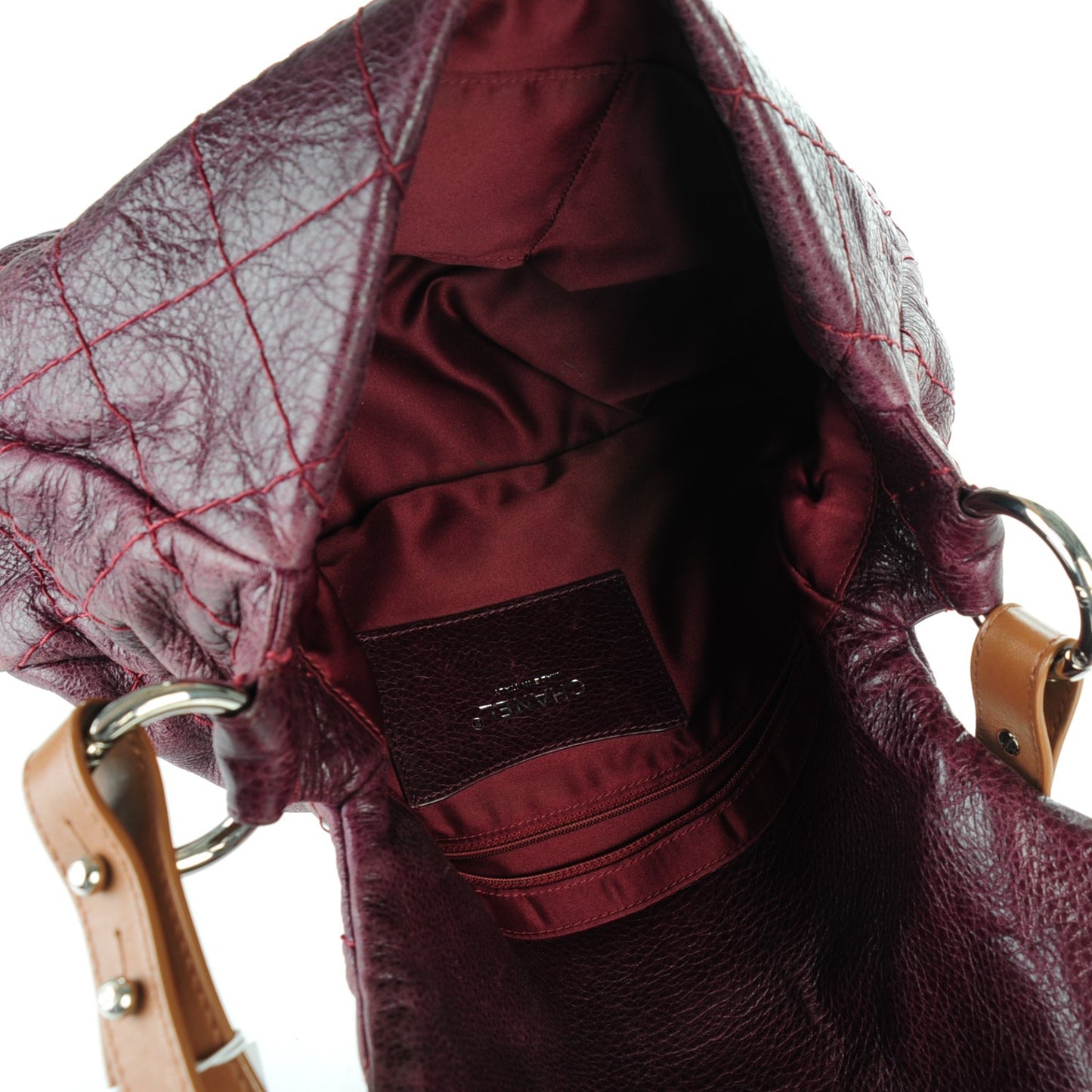 Glazed Calfskin Stitched On The Road Flap Plum