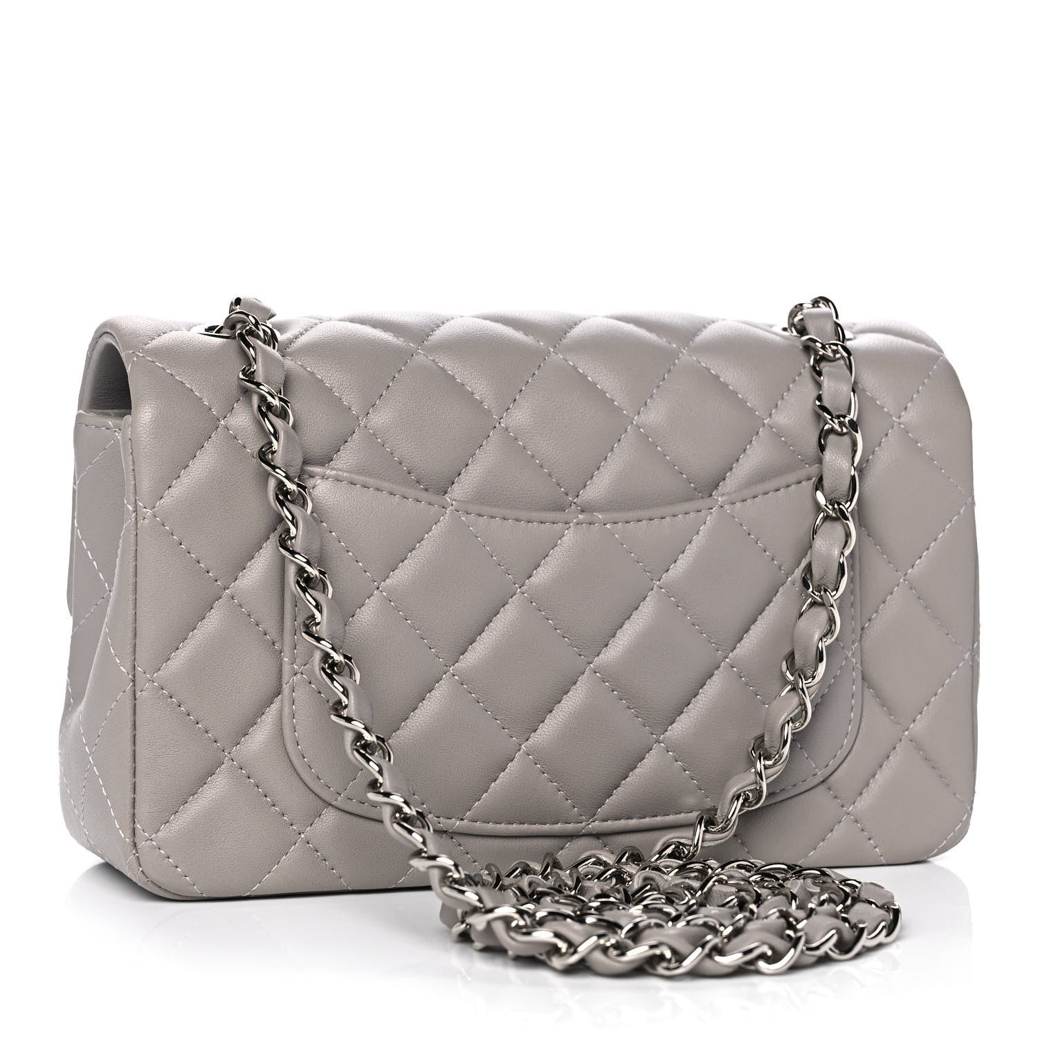 Chanel Lambskin Quilted Mini Rectangular Flap Grey 2 of 10