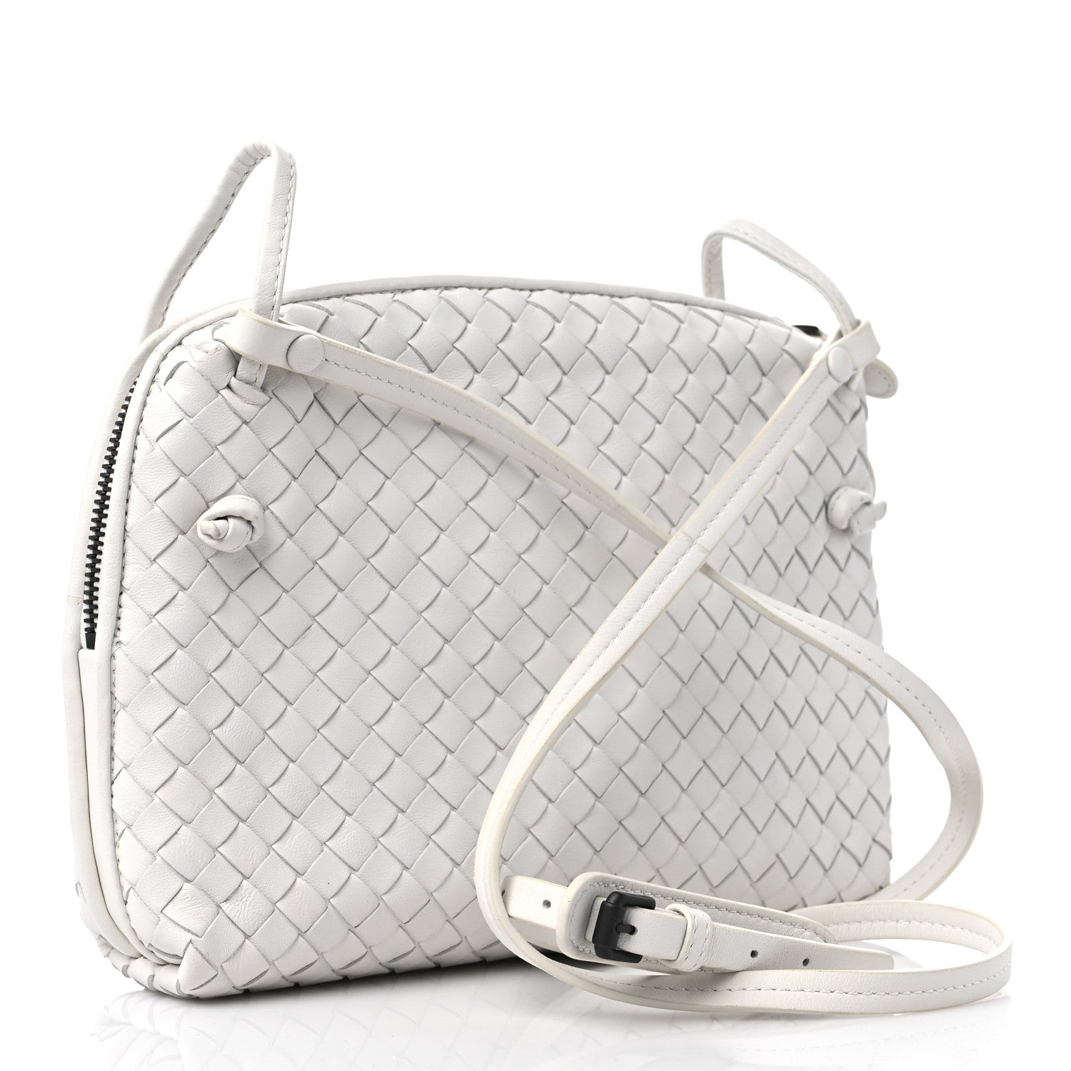 Bottega Veneta Nappa Intrecciato Nodini Crossbody Messenger White 4 of 12