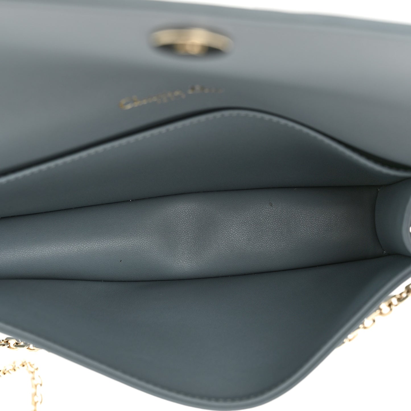 Lambskin Cannage Lady Dior Chain Wallet Cloud Blue