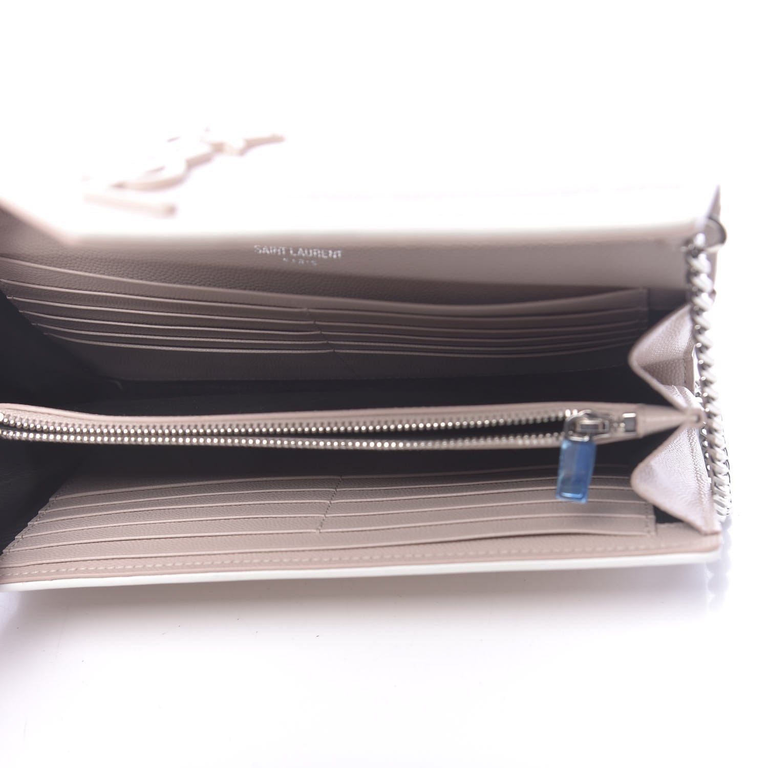 Saint Laurent Grain De Poudre Matelasse Chevron Monogram Chain Wallet 5 of 9