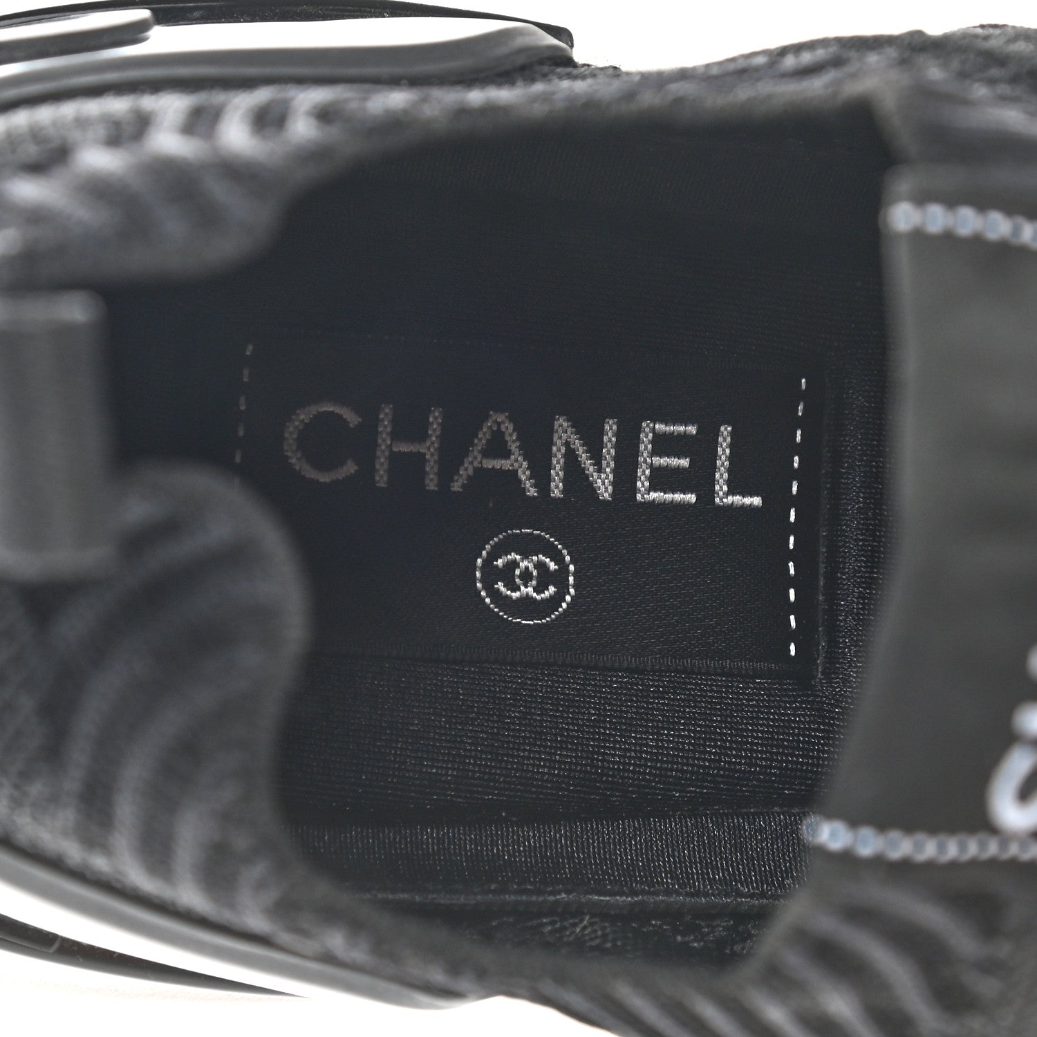 Chanel Fabric Logo Sneakers 38.5 Black 7 of 8