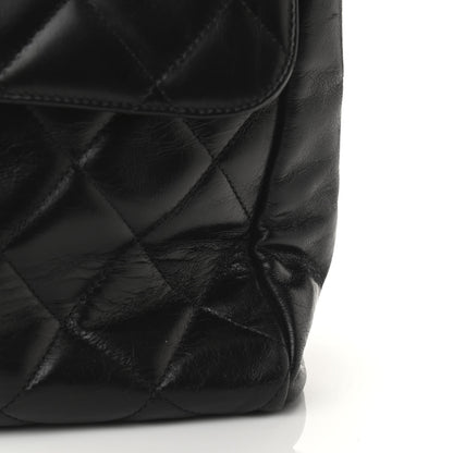 Chanel Glazed Calfskin Quilted Large CC Delivery Tote Black 14 of 16