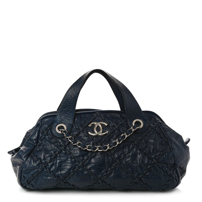 Chanel Calfskin Ultra Stitch Bowler Navy 1 of 12