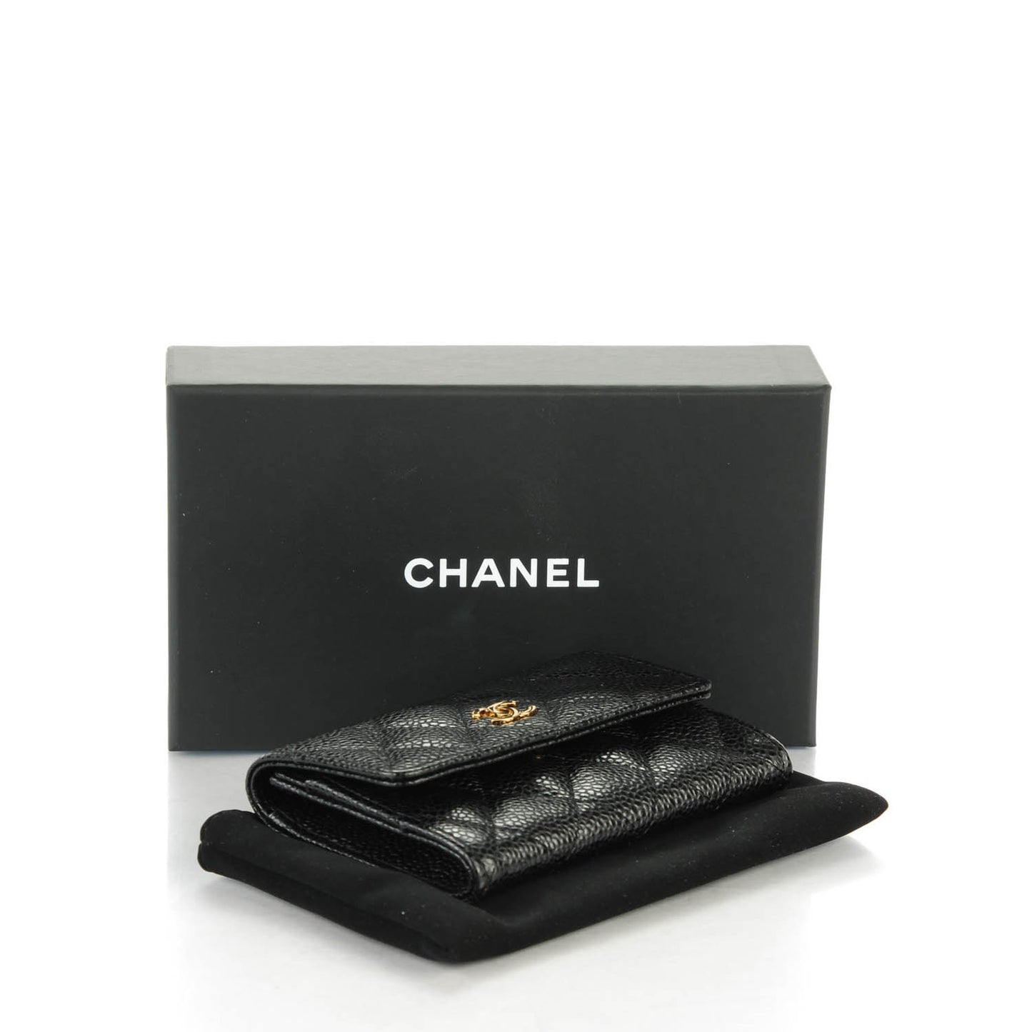 Caviar Quilted Card Holder Black